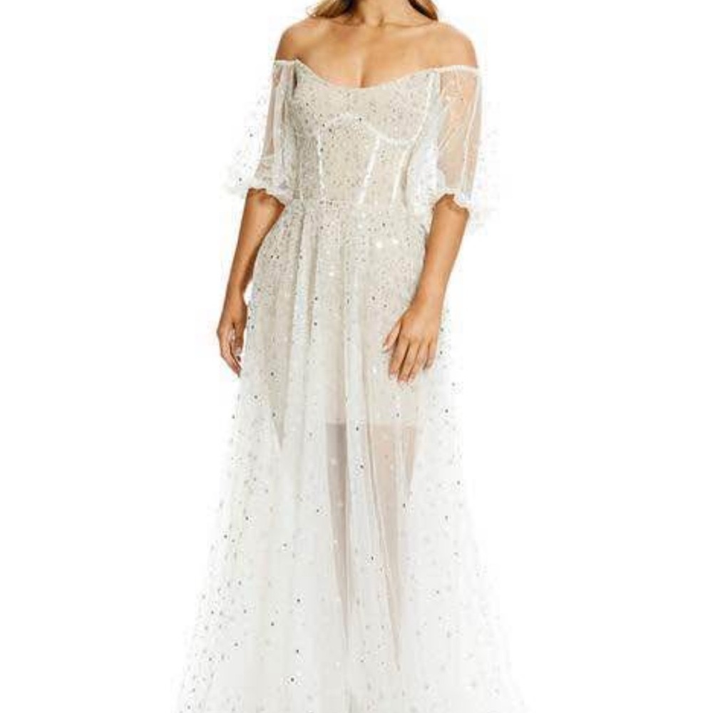 Kyha Studios Gown Wedding Prom Graduation Size 12 Fits 8 Tulle White Cream Maxi - Picture 4 of 7